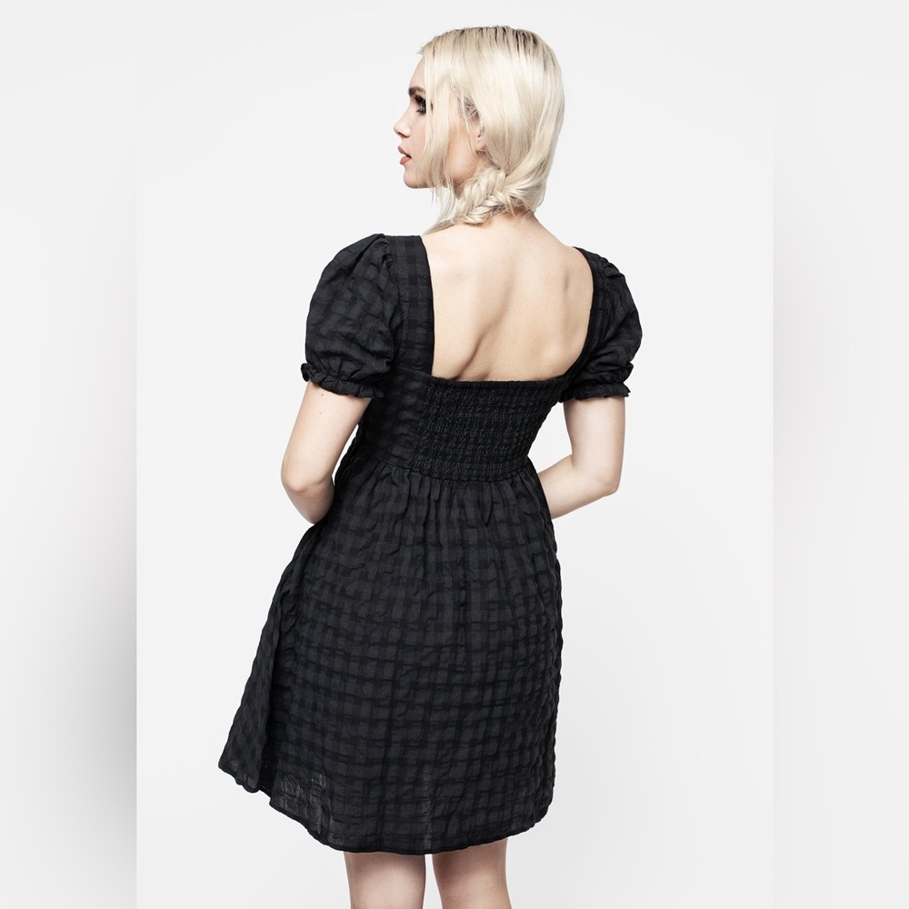Disturbia Black Puff Sleeve Gingham Mini Dress - Picture 3 of 11